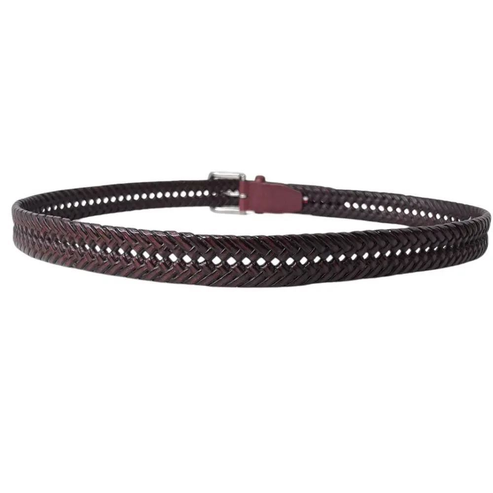 Tommy Hilfiger Braided Belt Faux Leather in Brown Woven Casual Classic Men's 38W